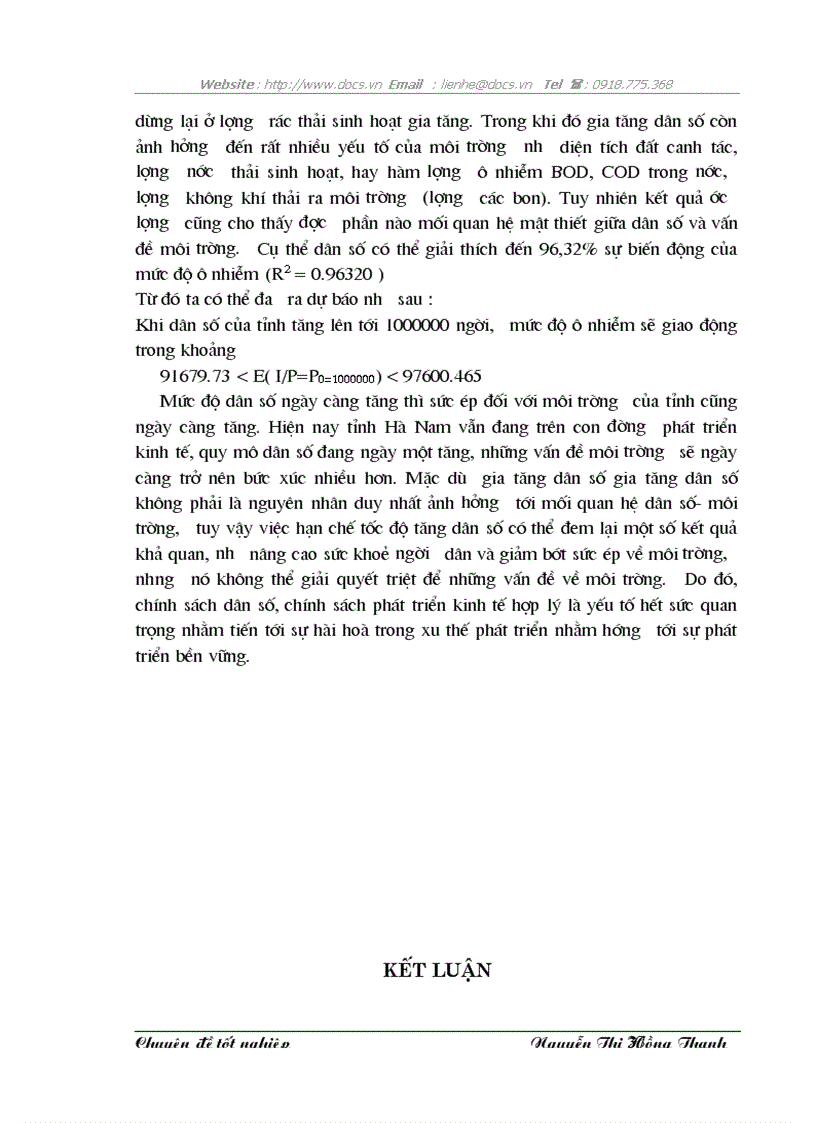 image for page Bước đầu nghiên cứu mối quan hệ giữa sự gia tăng dân số và vấn đề bảo vệ môi trường khảo sát thực địa trên địa bàn tỉnh Hà Nam