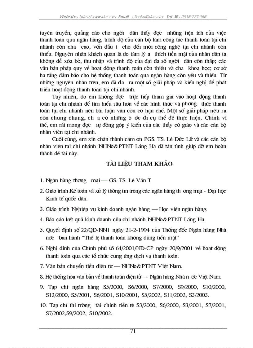 image for page Giải pháp phát triển hoạt động thanh toán tại chi nhánh ngân hàng NHNo PTNT AgriBank Láng Hạ