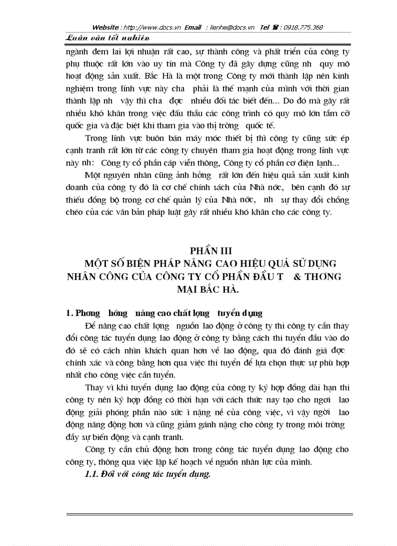 image for page Một số biện pháp nâng cao hiệu quả sử dụng nhân công tại Công ty cổ phần đầu tư thương mại Bắc Hà