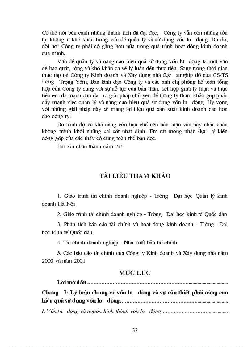 image for page Vốn lưu động và một số giải pháp nhằm nâng cao hiệu quả sử dụng vốn lưu động của công ty kinh doanh và xây dựng nhà