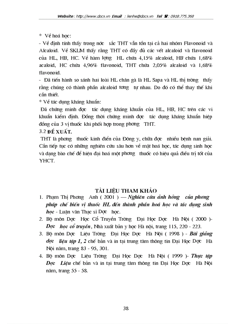 image for page Nghiên cứu thành phần hoá học và tác dụng kháng kháng khuẩn của phương thuốc TAM HOÀNG THANG