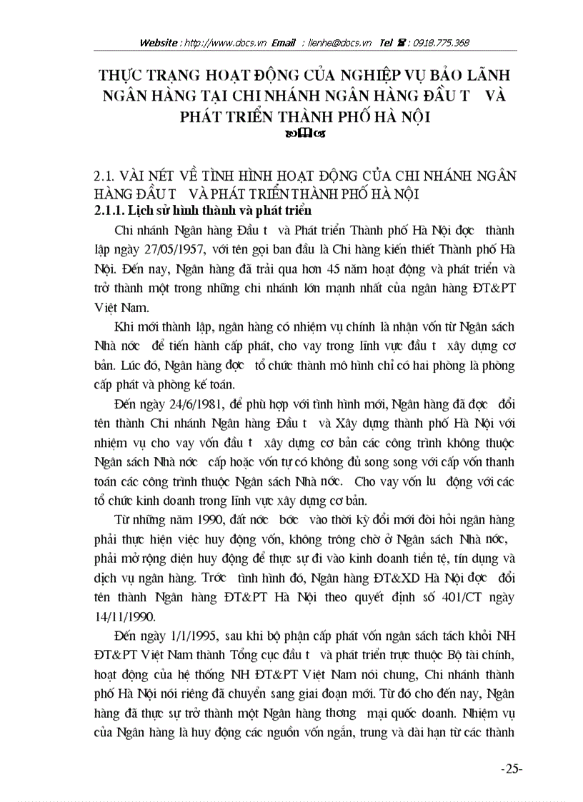 image for page Giải pháp nhằm mở rộng nâng cao chất lượng nghiệp vụ bảo lãnh tại Chi nhánh ngânhàng NHĐT PT BIDV Hà Nội