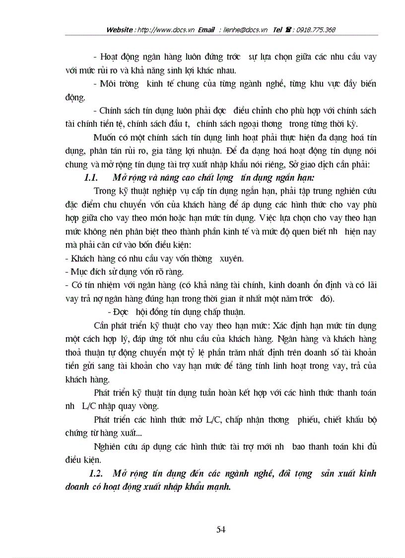 image for page Mở rộng hoạt động tín dụng tài trợ XNK tại SGD 1 ngânhàng NHĐT PT BIDV VN