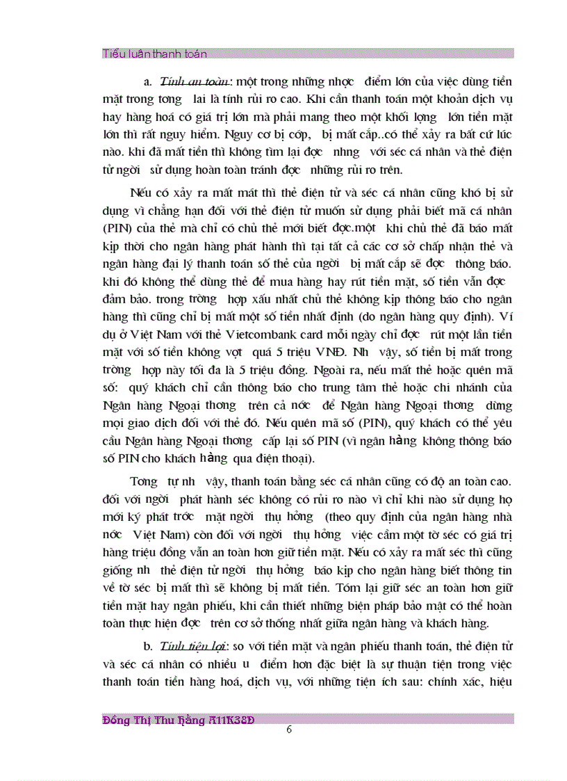 Vai trò của thanh toán bằng thẻ đIện tử và séc cá nhân trong nền kinh tế và thực tế ở Việt Nam