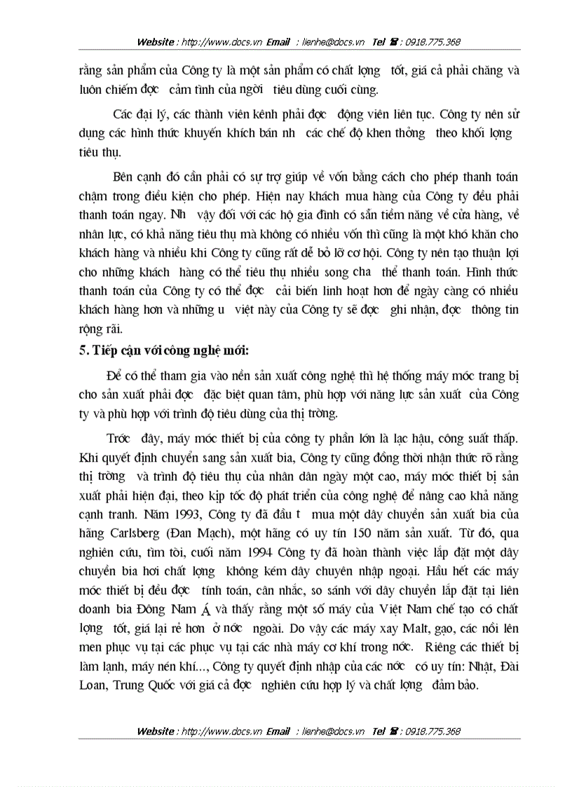 image for page Một số giải pháp cơ bản nhằm duy trì và mở rộng thị trường tiêu thụ sản phẩm của Công ty Bia Việt Hà