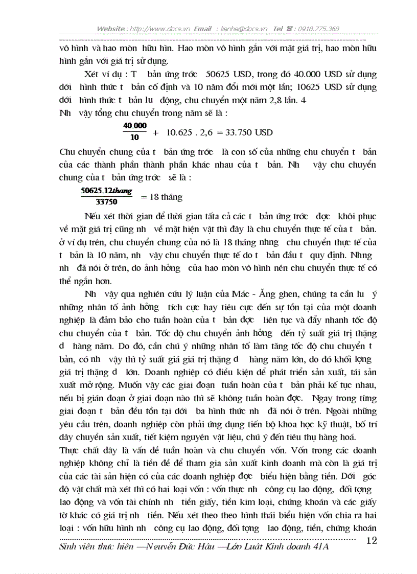 image for page Tuần hoàn chu chuyển tư bản của Mác Ănghen và việc vận dụng lý luận đó ở các doanh nghiệp nước ta hiện nay