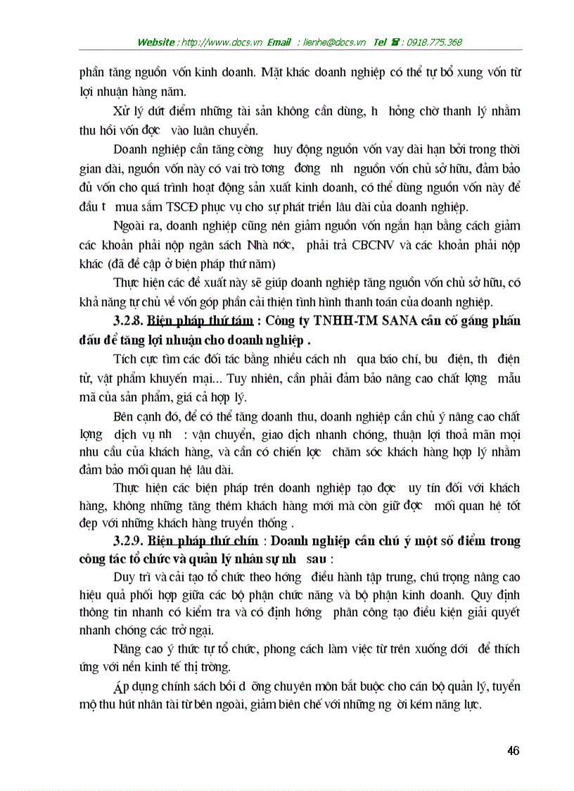 image for page Một số vấn đề phân tích hoạt động tài chính và nâng cao hiệu quả sản xuất kinh doanh ở công ty TNHH TM SANA