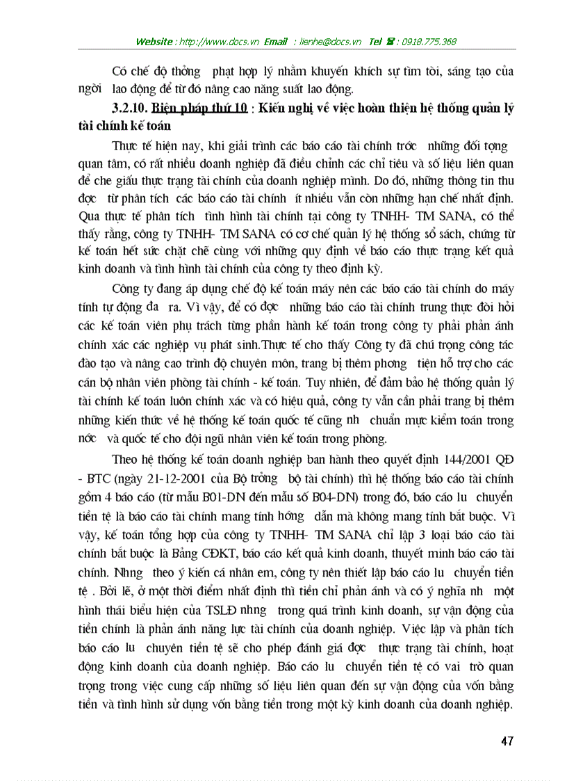image for page Một số vấn đề phân tích hoạt động tài chính và nâng cao hiệu quả sản xuất kinh doanh ở công ty TNHH TM SANA