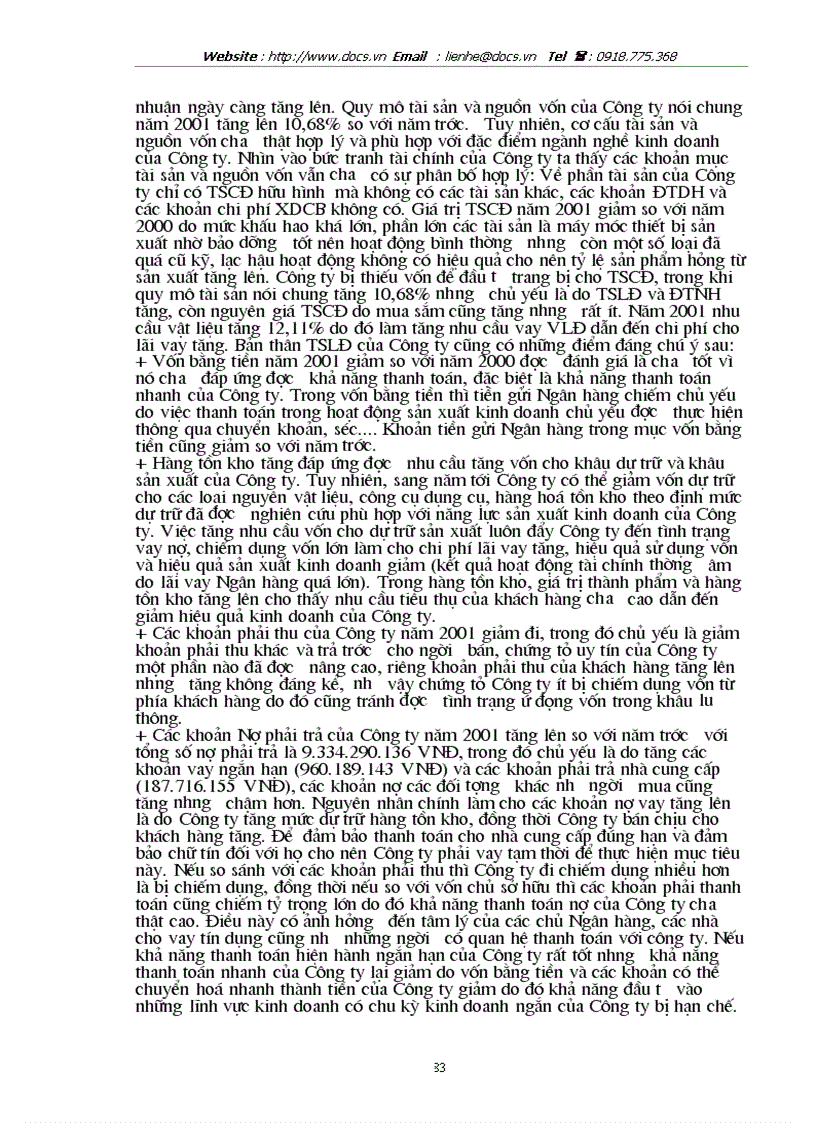 image for page Phân tích tình hình tài chính thông qua hệ thống báo cáo tài chính kế toán và các biện pháp nâng cao hiệu quả sử dụng vốn kinh doanh tại Công ty Dụng