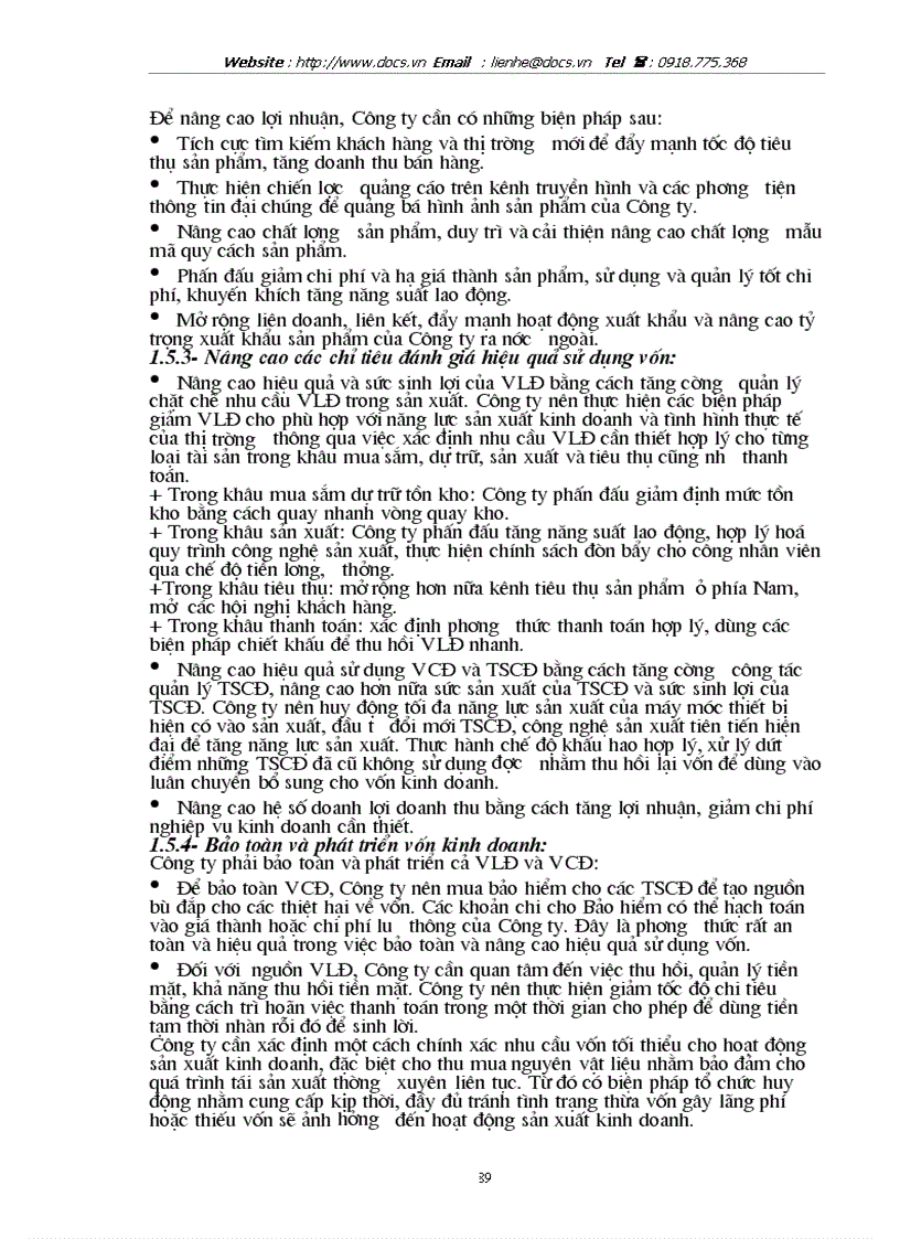 image for page Phân tích tình hình tài chính thông qua hệ thống báo cáo tài chính kế toán và các biện pháp nâng cao hiệu quả sử dụng vốn kinh doanh tại Công ty Dụng