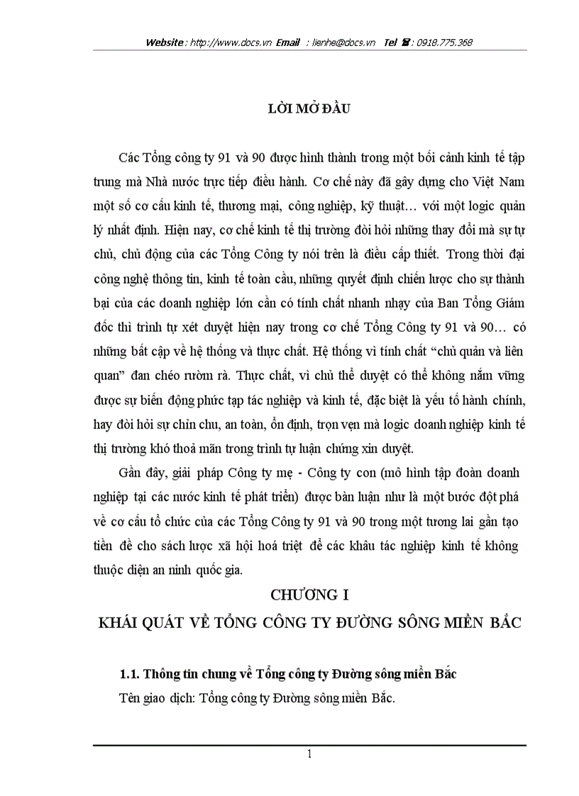 image for page Hoàn thiện bộ máy quản lý của Tổng C ty Đường sông miền Bắc theo mô hình C ty Mẹ C ty Con
