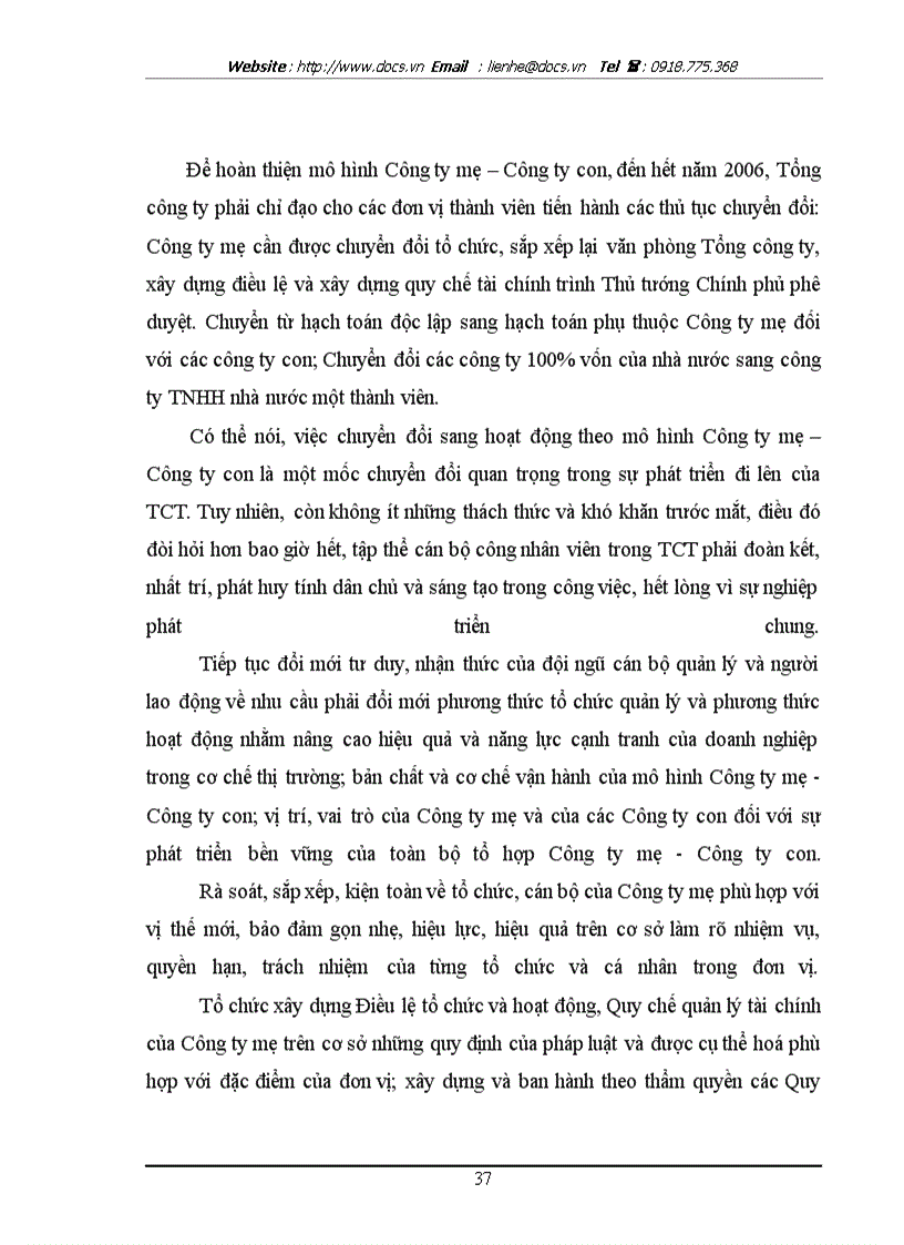 image for page Hoàn thiện bộ máy quản lý của Tổng C ty Đường sông miền Bắc theo mô hình C ty Mẹ C ty Con