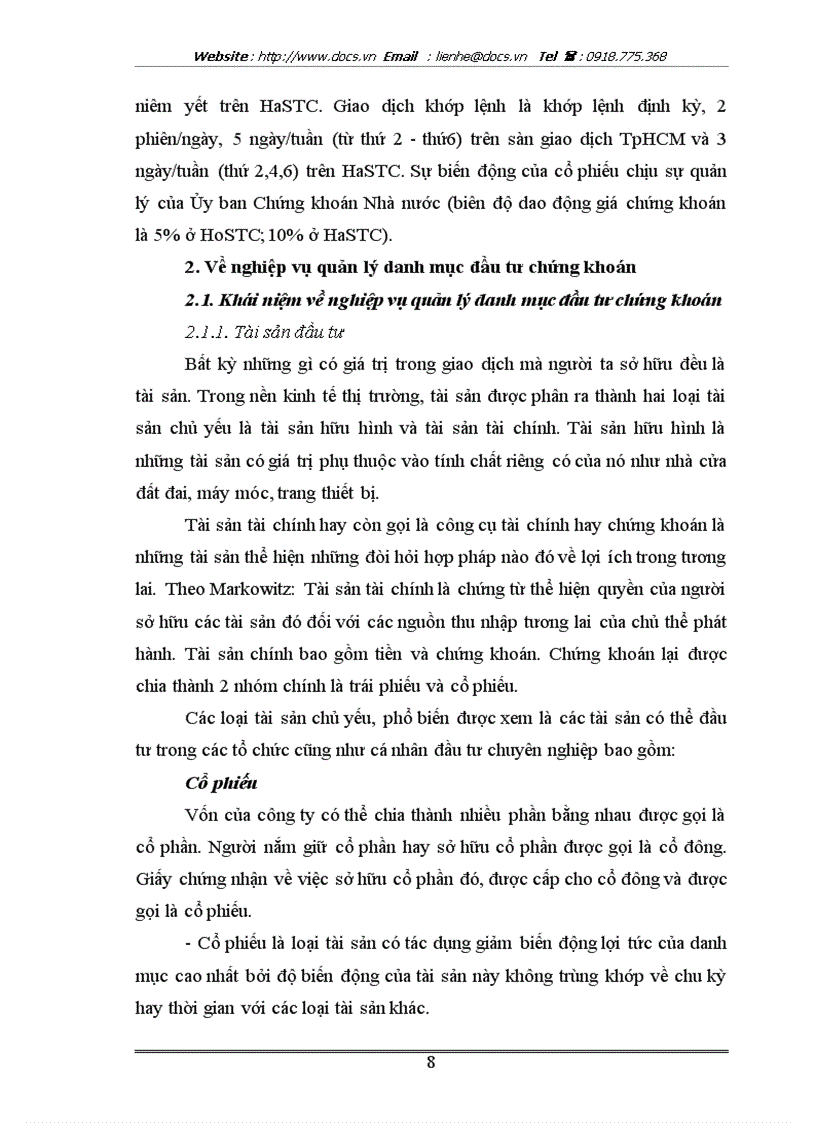 image for page Áp dụng các công cụ toán tài chính vào việc quản lý danh mục đầu tư ứng dụng trong thị trường CK VN