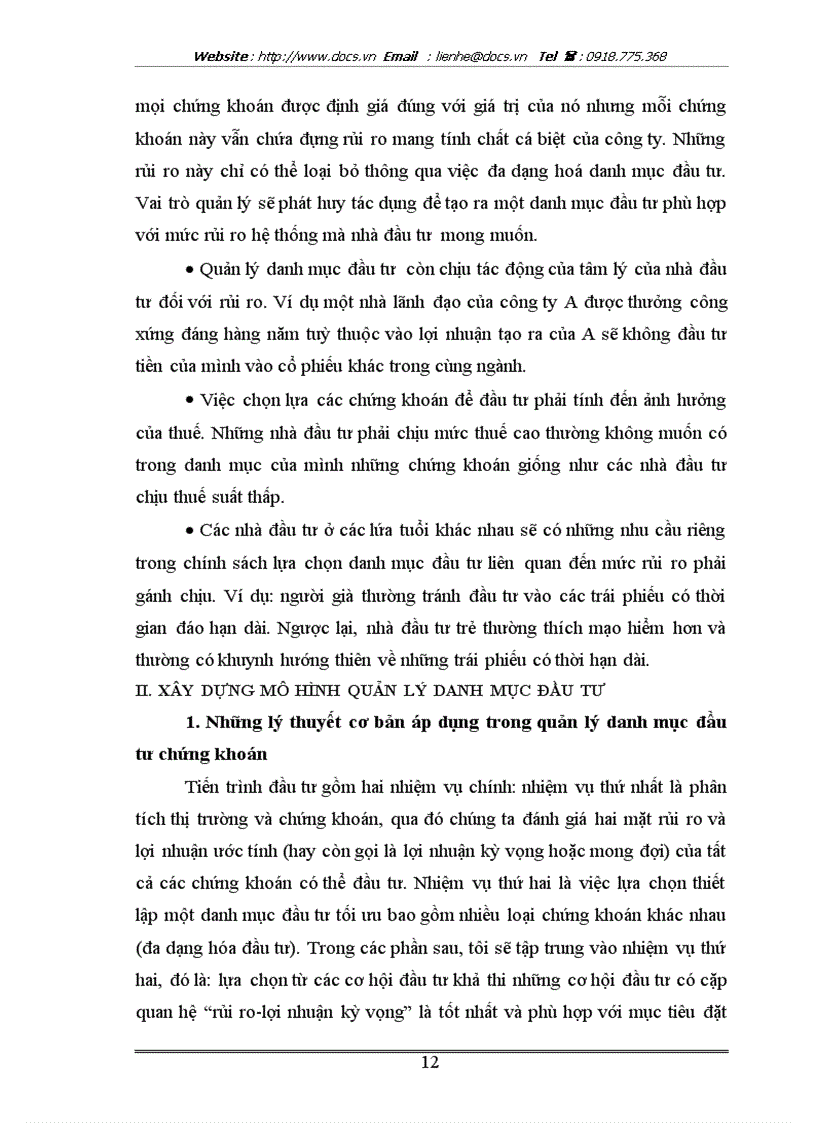image for page Áp dụng các công cụ toán tài chính vào việc quản lý danh mục đầu tư ứng dụng trong thị trường CK VN