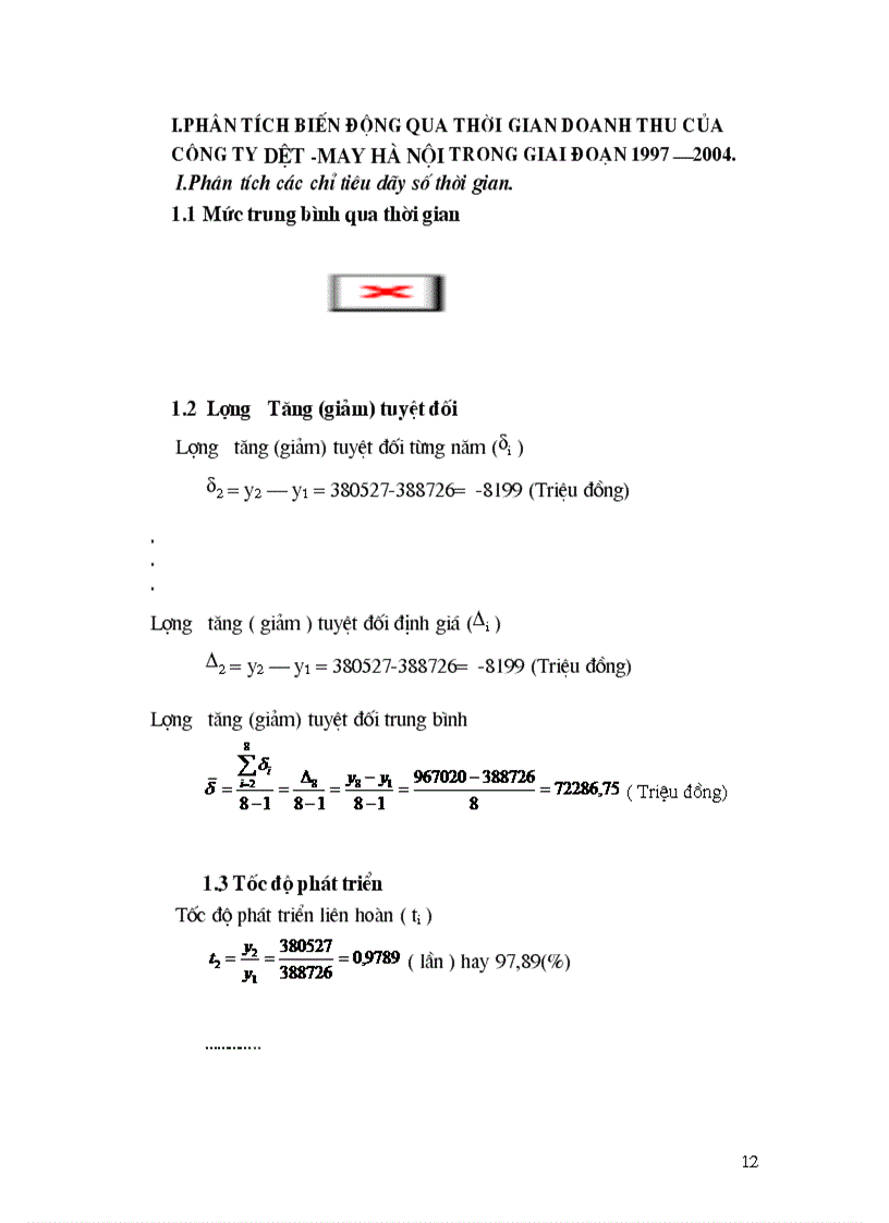 image for page Vận dụng phương pháp dãy số thời gian để phân tích doanh thu của công ty Dệt May Hà Nội giai đoạn 1997 2004 và dự đoán cho năm 2005 2006