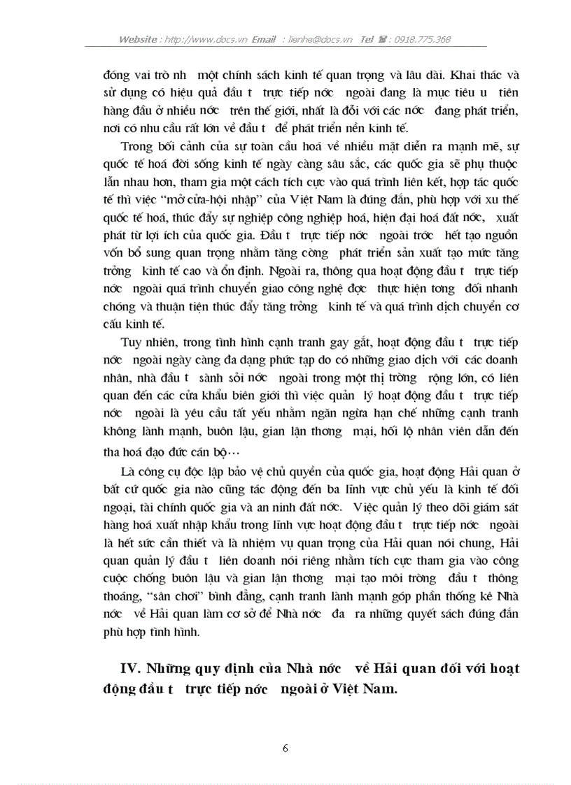 Chế độ quản lý Nhà nước về Hải quan đối với hoạt động đầu tư trực tiếp nước ngoài tại Việt Nam