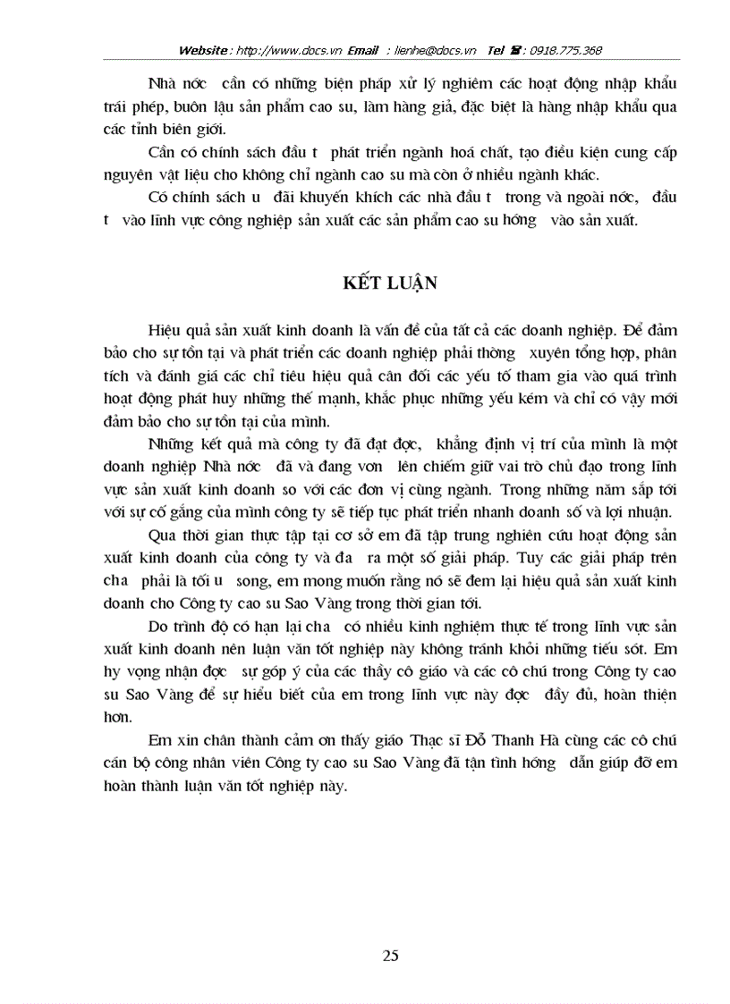 image for page Một số giải pháp nhằm nâng cao hiệu quả sản xuất kinh doanh của Công ty Cao su Sao vàng Hà Nội