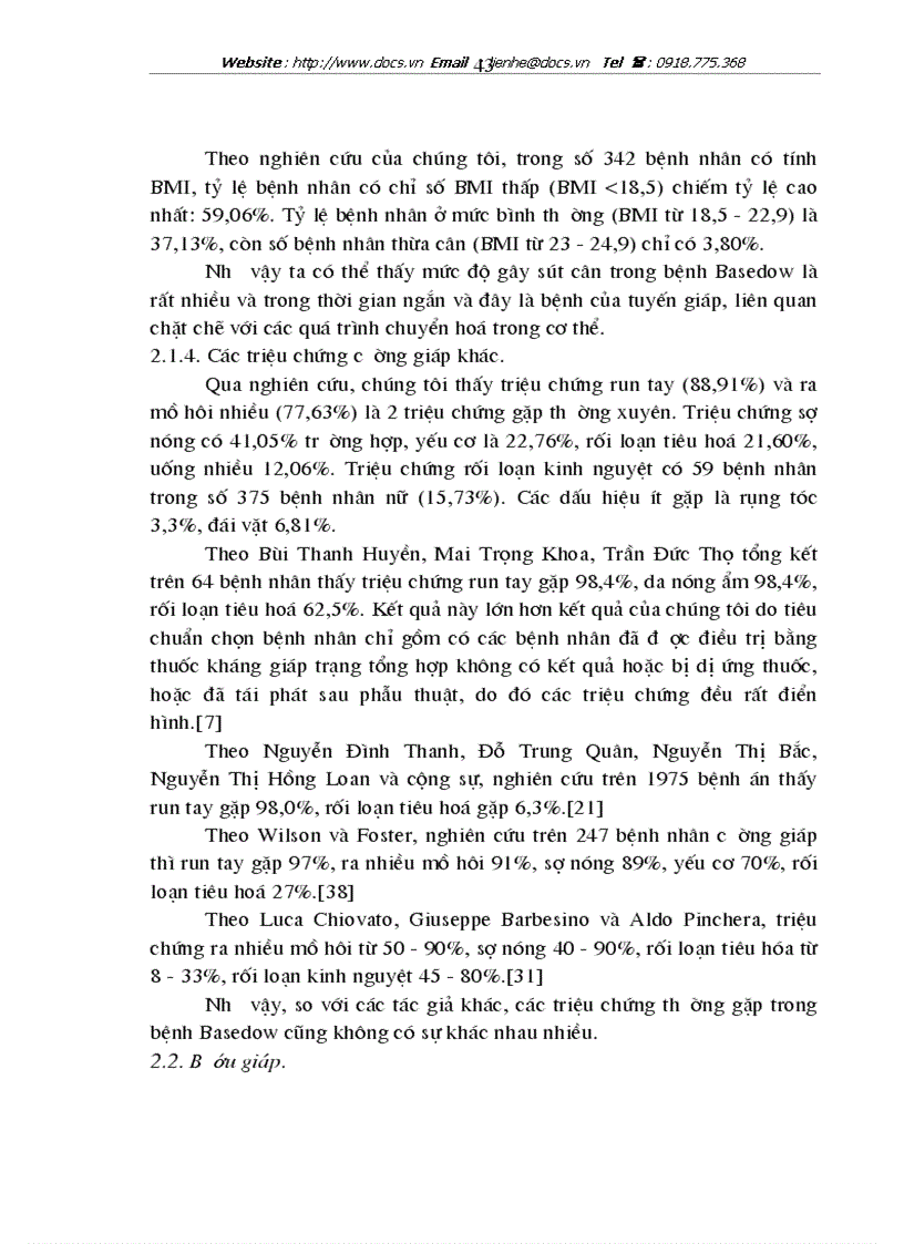 image for page Đặc điểm lâm sàng cận lâm sàng và biến chứng bệnh Basedow tại khoa Nội tiết Đái tháo đường Bệnh viện Bạch Mai trong 4 năm 1998 200