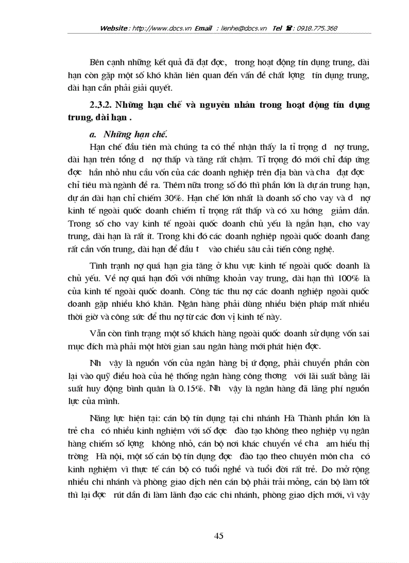 image for page Giải pháp nâng cao chất lượng Tín dụng Trung Dài hạn tại chi nhánh ngânhàng NHĐT PT BIDV Hà Thành