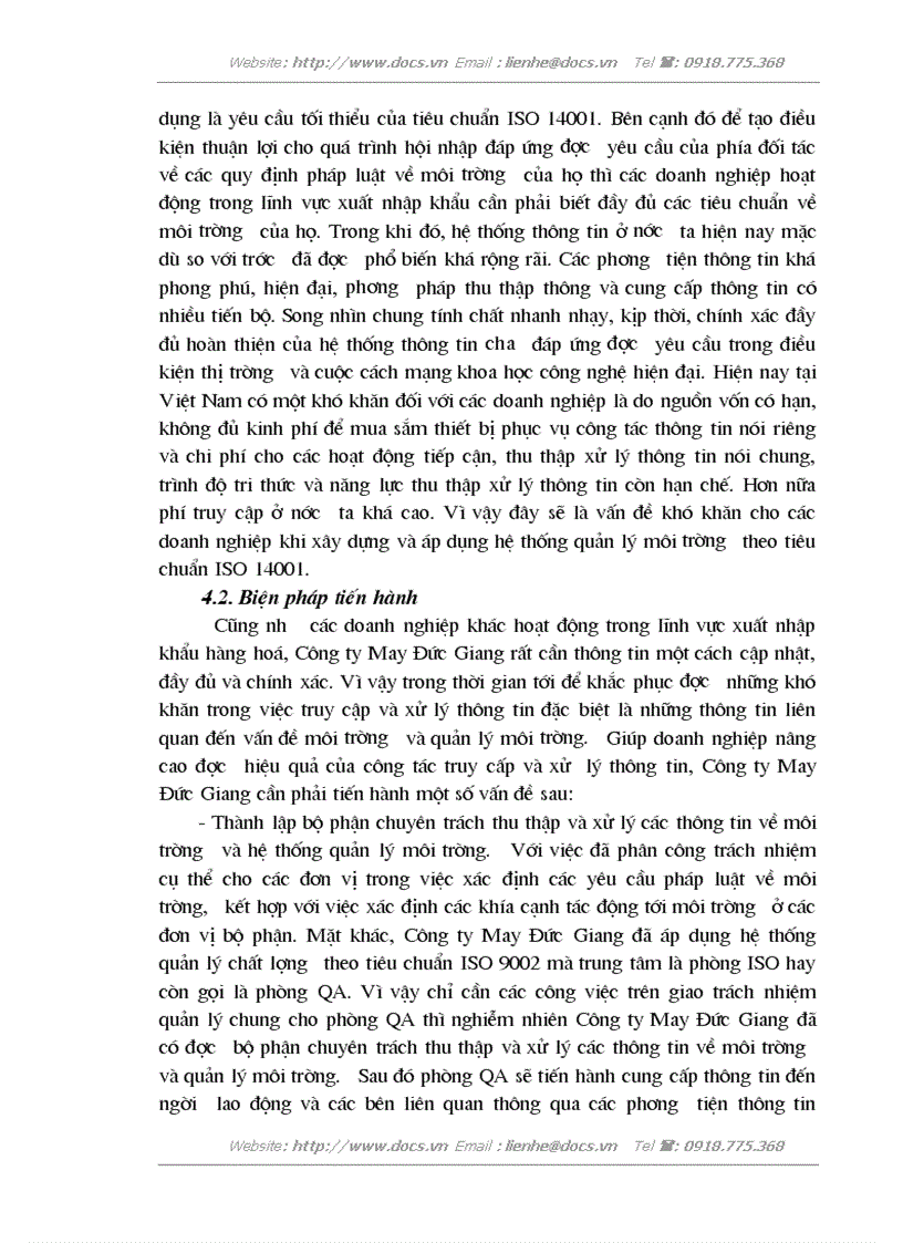 image for page Thực trạng và giải pháp xây dựng hệ thống quản lý môi trường theo tiêu chuẩn ISO 14001 ở Công ty May Đức Giang