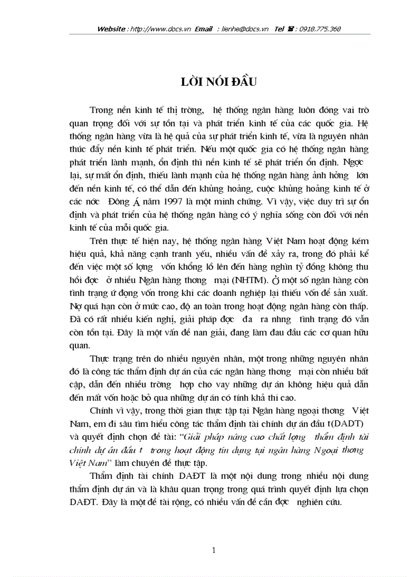 image for page Nâng cao chất lượng thẩm định tài chính dự án đầu tư trong hoạt động tín dụng tại ngânhàng NHTMCP Ngoại Thương VietcomBank