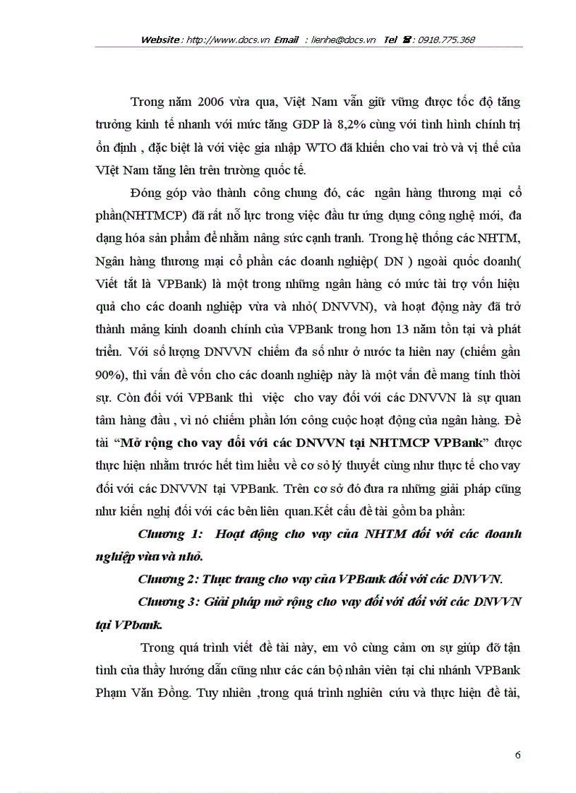 image for page Mở rộng cho vay đối với các DNV N tại ngânhàng NHTMCP các DN Ngoài QD VPBank