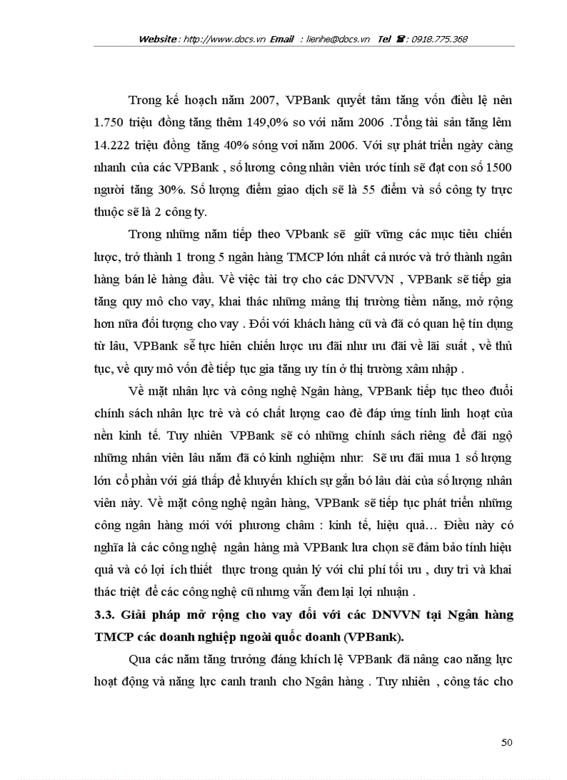 image for page Mở rộng cho vay đối với các DNV N tại ngânhàng NHTMCP các DN Ngoài QD VPBank