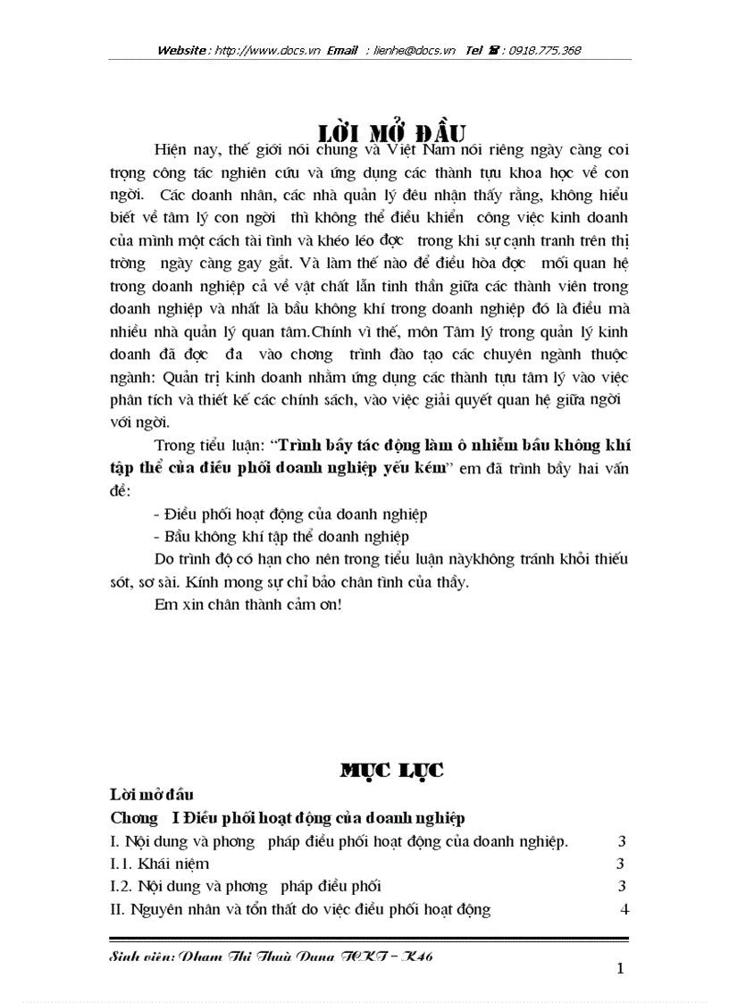 image for page Trình bầy tác động làm ô nhiễm bầu không khí tập thể của điều phối doanh nghiệp yếu kém