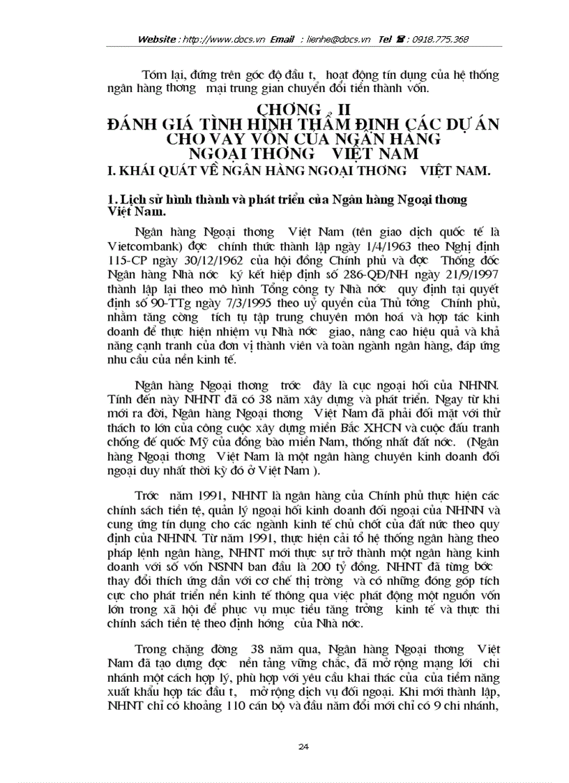 image for page Giải pháp nâng cao hiệu quả thẩm định dự án đầu tư tại ngânhàng NHTMCP Ngoại Thương VietcomBank VN