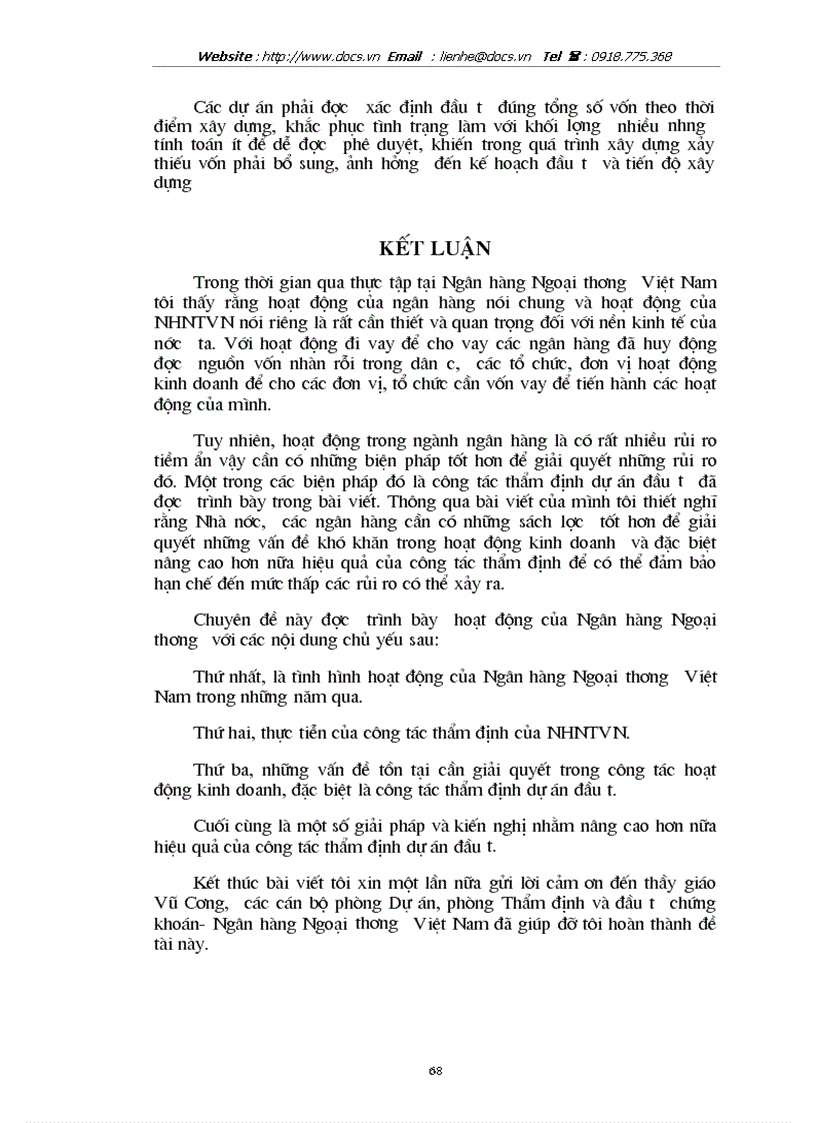 image for page Giải pháp nâng cao hiệu quả thẩm định dự án đầu tư tại ngânhàng NHTMCP Ngoại Thương VietcomBank VN