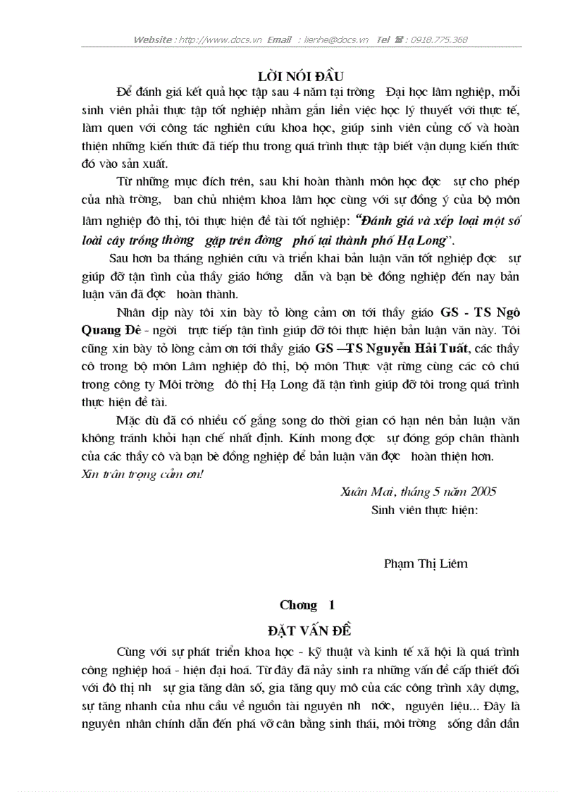 image for page Đánh giá và xếp loại một số loài cây trồng thường gặp trên đường phố tại thành phố Hạ Long