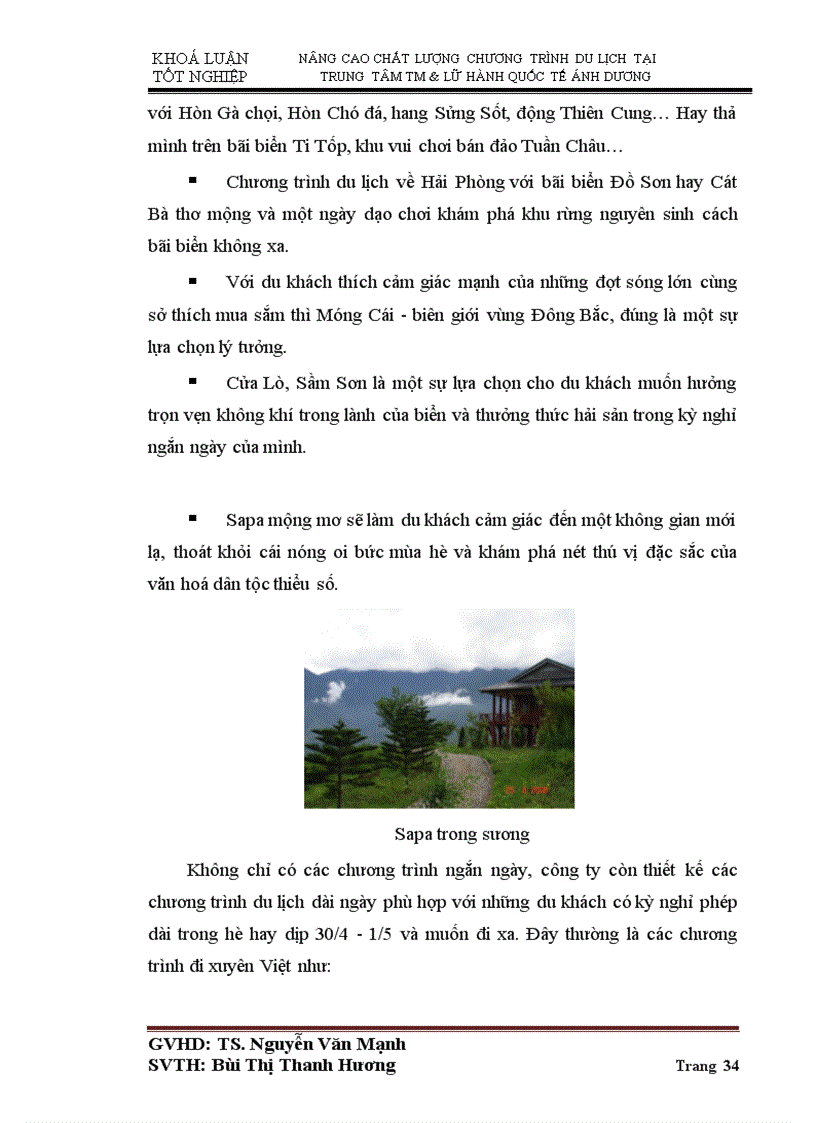 image for page Nâng cao chất lượng chương trình du lịch tại trung tâm thương mại và lữ hành quốc tế ánh dương