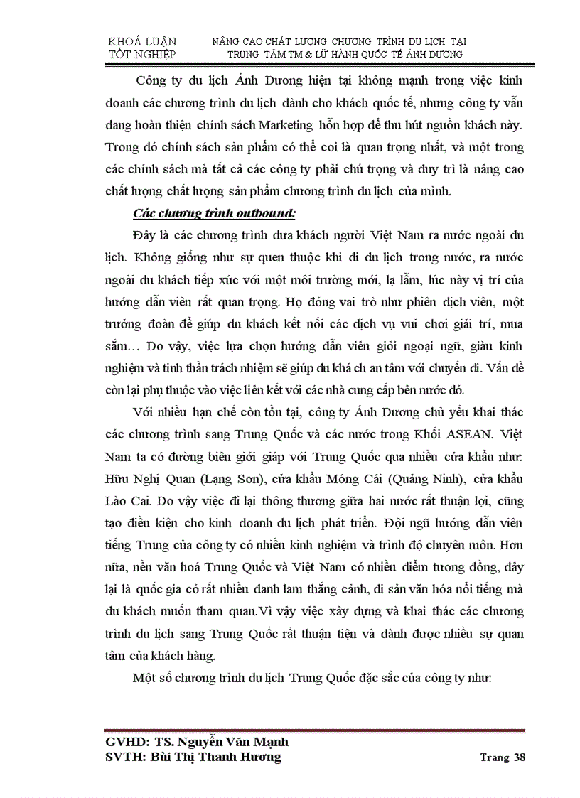 image for page Nâng cao chất lượng chương trình du lịch tại trung tâm thương mại và lữ hành quốc tế ánh dương