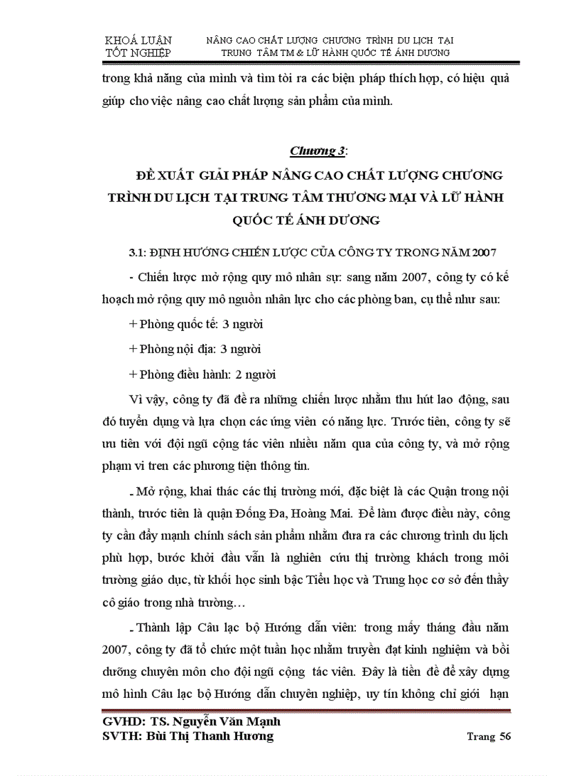 image for page Nâng cao chất lượng chương trình du lịch tại trung tâm thương mại và lữ hành quốc tế ánh dương