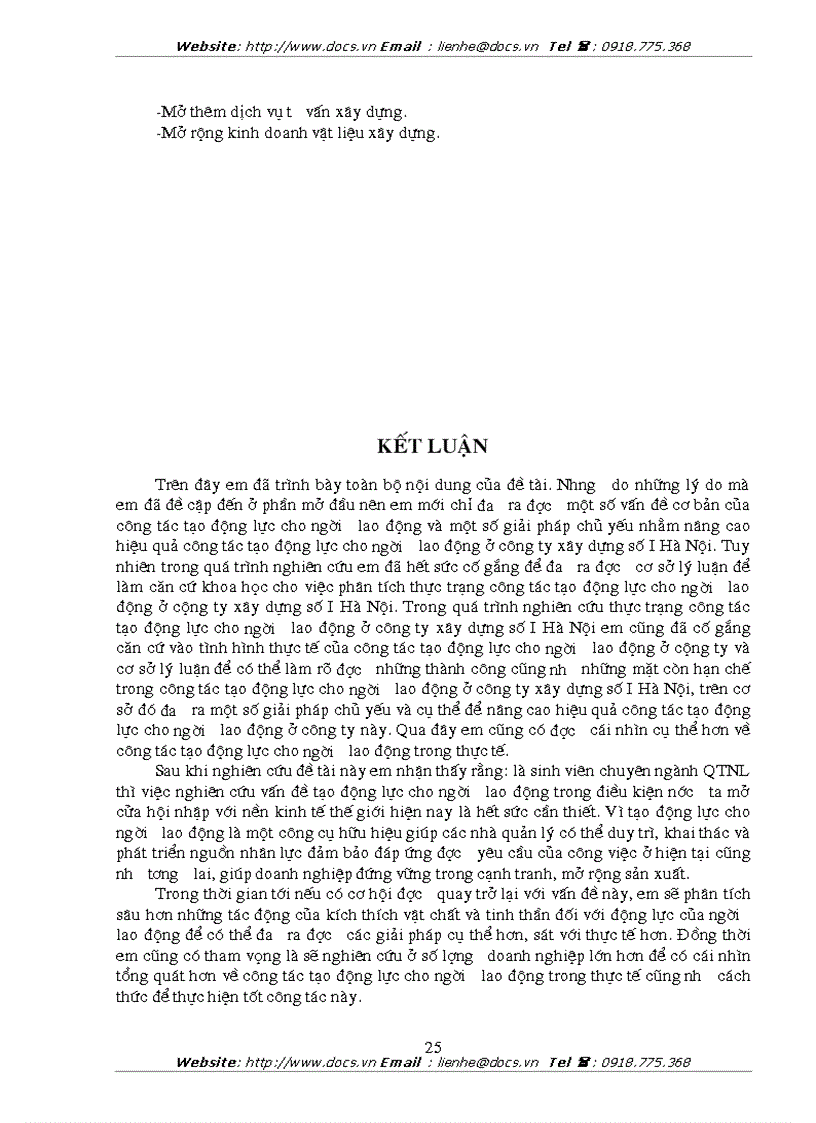 image for page Một số giải pháp nhằm nâng cao hiệu quả công tác tạo động lực cho người lao động ở công ty xây dựng số I HÀ NỘI