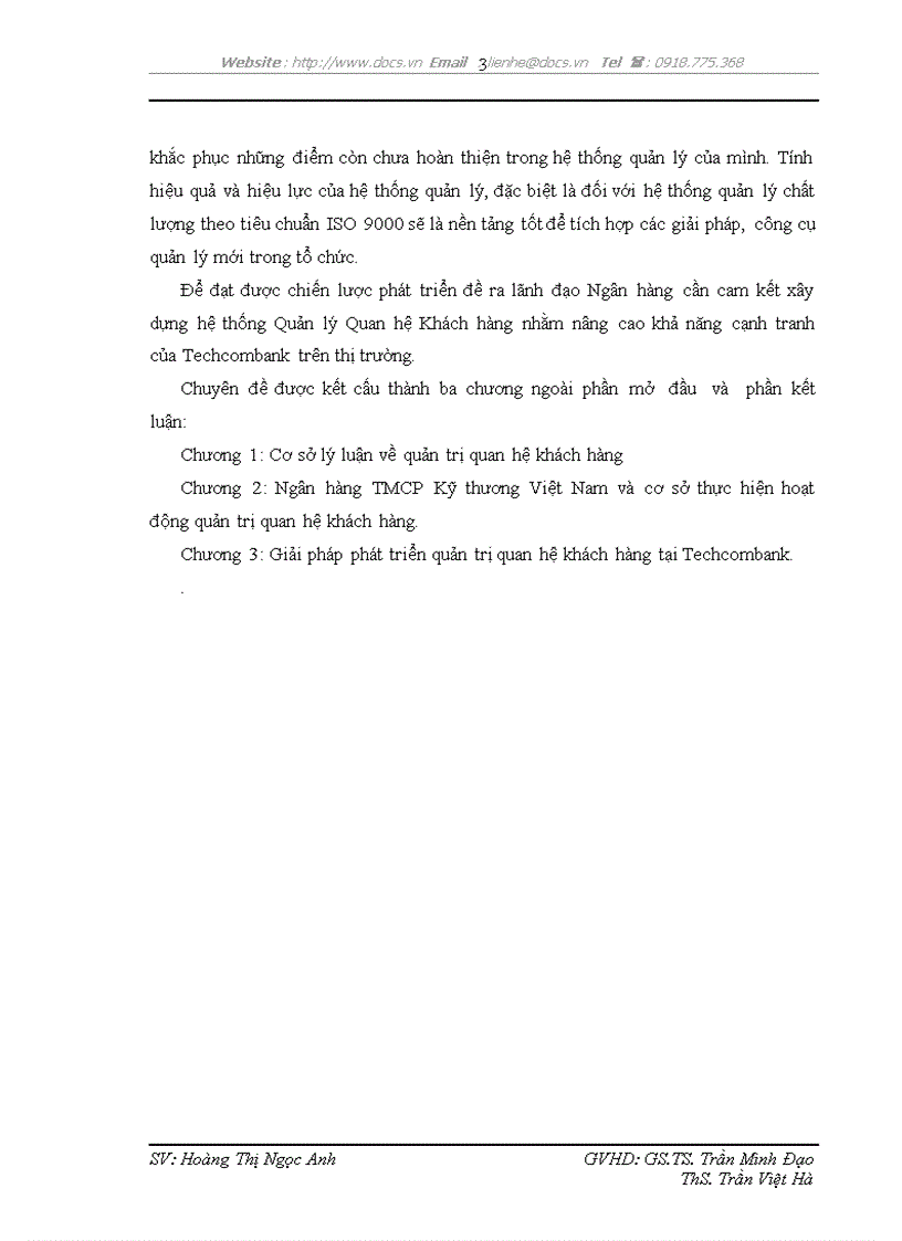 image for page Phát triển hệ thống quản lý quan hệ khách hàng CRM tại ngân hàng TMCP Kỹ thương Việt Nam Techcombank