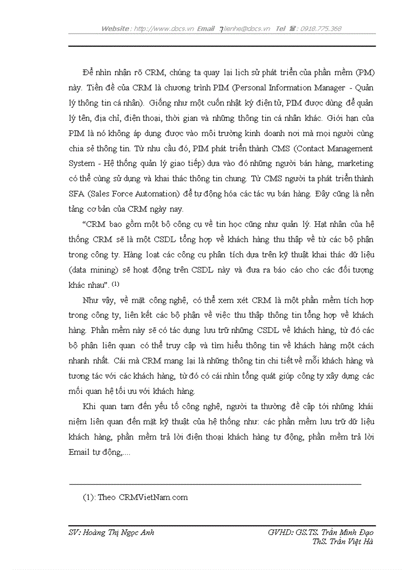 image for page Phát triển hệ thống quản lý quan hệ khách hàng CRM tại ngân hàng TMCP Kỹ thương Việt Nam Techcombank