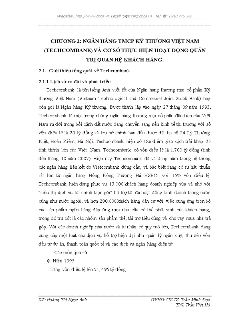 image for page Phát triển hệ thống quản lý quan hệ khách hàng CRM tại ngân hàng TMCP Kỹ thương Việt Nam Techcombank