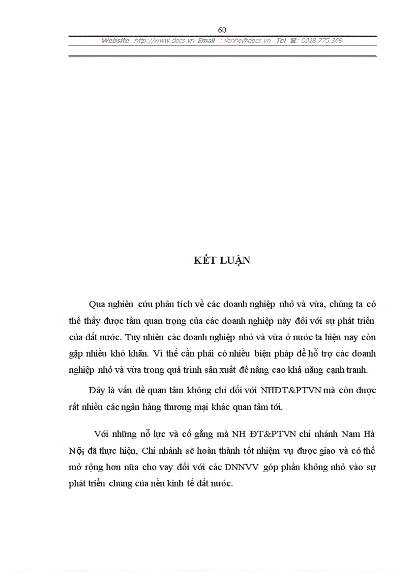 image for page Giải pháp cho nhằm mở rộng cho vay đối với các doanh nghiệp nhỏ và vừa tại Ngân hàng Đầu tư và Phát triển Việt Nam chi nhánh Nam Hà Nội