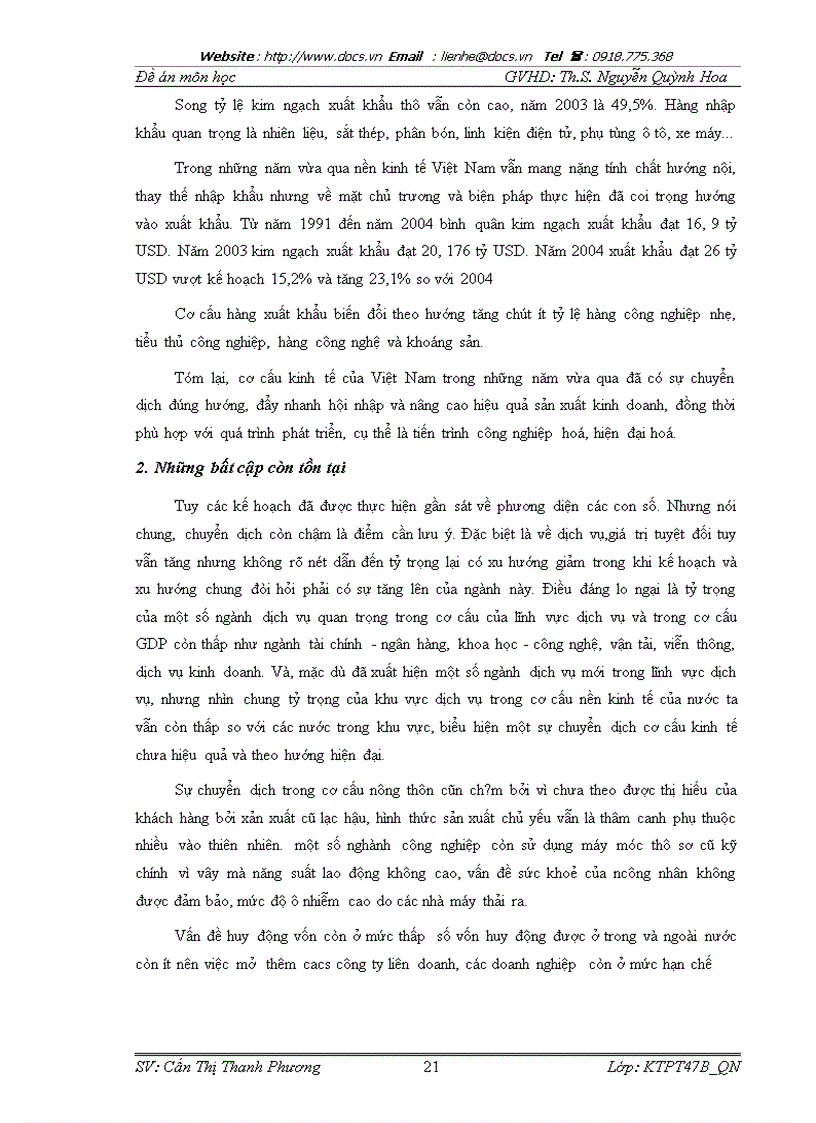 image for page Mối quan hệ giữa tăng trưởng với chuyển dịch cơ cấu ngành kinh tế Liên hệ ở Việt Nam trong giai đoạn từ 1996 đến nay