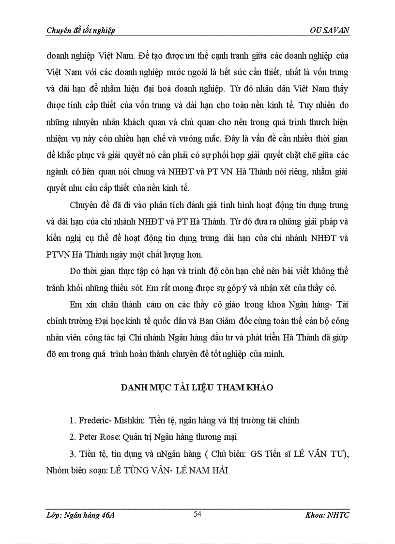 image for page Giải pháp nâng cao hiệu quả tín dụng trung và dài hạn tại chi nhánh ngân hàng đầu tư và phát triển việt nam hà thành