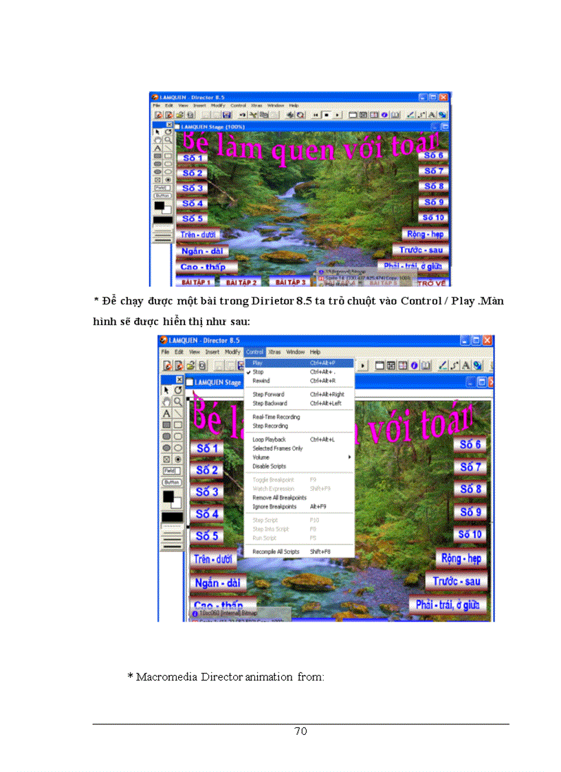 image for page Nghiên cứu Macromedia dirictor 8 5 và xây dựng một số ứng dụng hỗ trợ việc dạy và học ở bậc mầm non