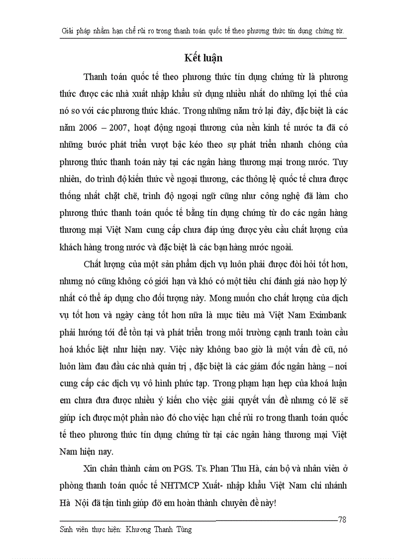 image for page Giải pháp nhằm hạn chế rủi ro trong thanh toán quốc tế theo phương thức tín dụng chứng từ tại ngân hàng thương mại cổ phần xuất nhập khẩu Việt Nam