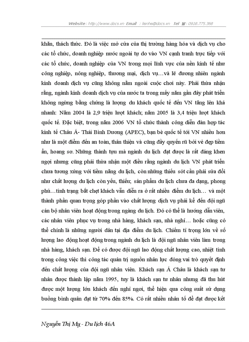 image for page Giải quyết bài toán về quản trị và sử dụng nguồn nhân lực có hiệu quả tại khách sạn Á Châu