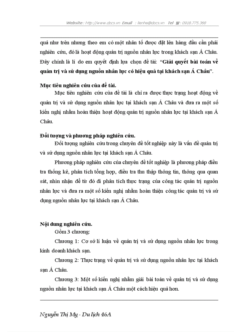 image for page Giải quyết bài toán về quản trị và sử dụng nguồn nhân lực có hiệu quả tại khách sạn Á Châu