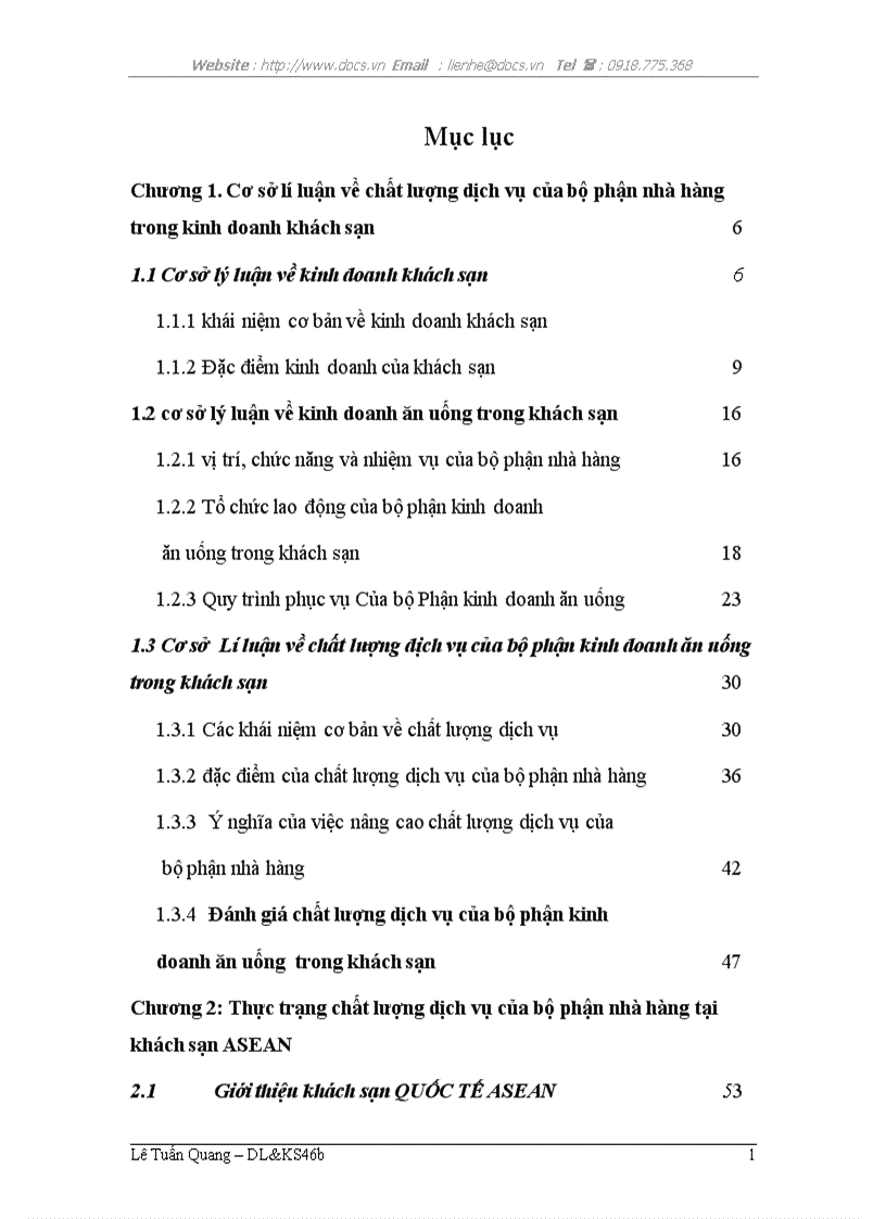 image for page Giải pháp nâng cao chất lượng dịch vụ trong kinh doanh nhà hàng tại khách sạn Quốc tế ASEAN