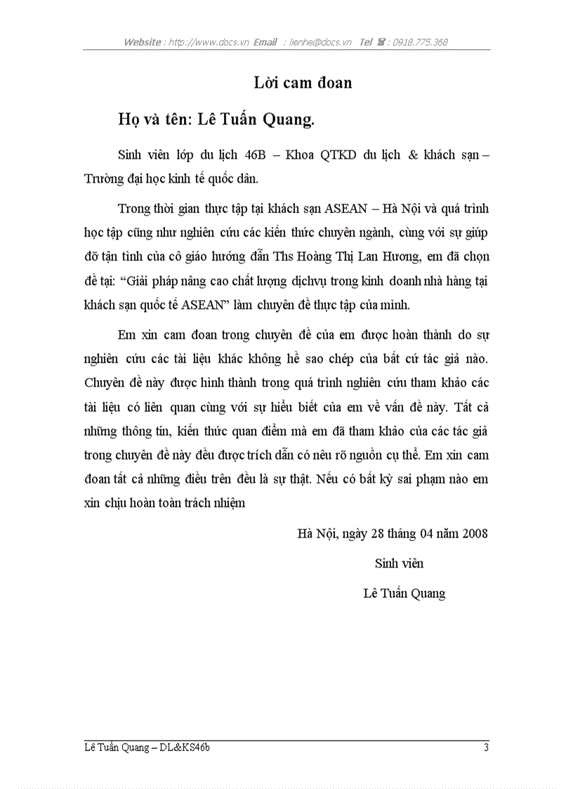 image for page Giải pháp nâng cao chất lượng dịch vụ trong kinh doanh nhà hàng tại khách sạn Quốc tế ASEAN