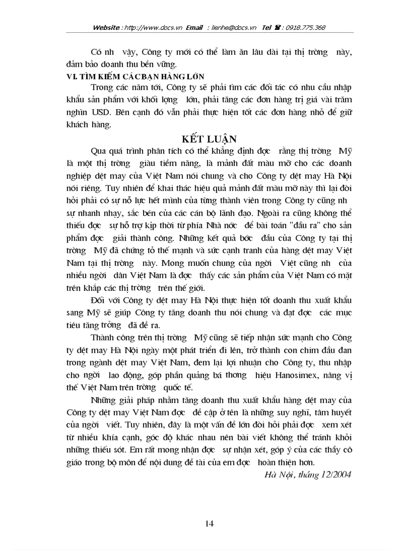 image for page Phân tích về tình hình thực hiện doanh thu xuất khẩu hàng dệt may của Hanosimex vào thị trường Mỹ