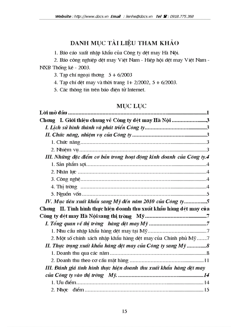 image for page Phân tích về tình hình thực hiện doanh thu xuất khẩu hàng dệt may của Hanosimex vào thị trường Mỹ