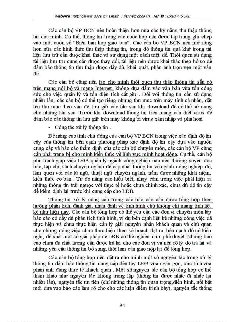 image for page Công tác thu thập xử lý cung cấp thông tin của vp bcn phục vụ hoạt động quản lý của lđb